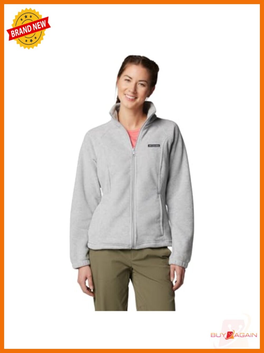 Women's Full Zip Fleece Jacket Polyester Collared Zip Pockets